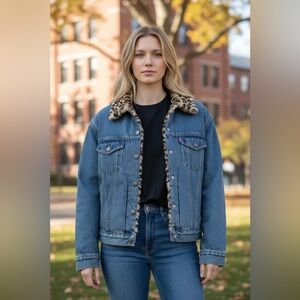 Levi's Faux Fur Leopard Print Jacket